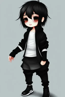 Shota, cute, oversized black sweater