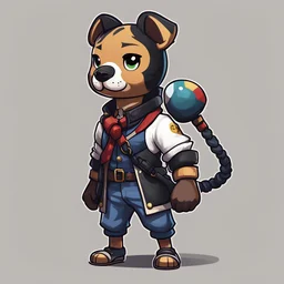 Black Leash Abdiel in fighting game animal crossing art style