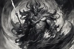 A visually striking and abstract representation of Hades, utilizing deep hues and complex shapes to evoke the mythical and godly aspects of his character, (visually striking abstract representation:1.4), (Hades, the mythical god:1.5), (deep hues and complex shapes:1.3), (expressive and godly ambiance:1.2), drawing inspiration from abstract interpretations of classical mythology