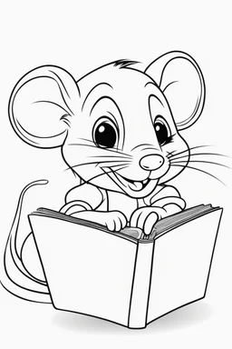 blank colouring book, white blank background, simple picture for toddlers, little mouse, disney and pixar style