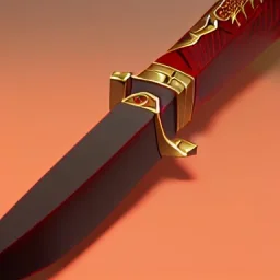 red edged katana with gold