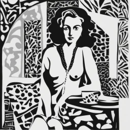 Vrouw in Matisse Steel in black and white