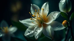 Jasmine flower, shiny paper, beautiful, exciting details, and a fantastical sister.Canon EOS Nikon D850.Cinematic shot with soft depth of field
