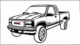redraw this image of a 1991 GMC sierra with extended cab, line art with improved quality