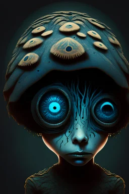 psilocybin young humanoid villain hiding eyes