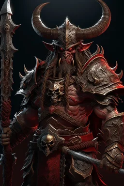 Illustration of a world of Warcraft Viking character with swords, in the style of dark bronze and red, eerily realistic, gothcore, Dark Fantasy by Antonio J. Manzanedo, full-length body shot, finely detailed armor, weapon, intricate design and details, hyper-detailed, hyper-realistic --ar 1:2 --stylize 750 --v 6