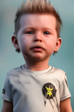 James hetfield toddler, full body, bokeh,hyper realistic