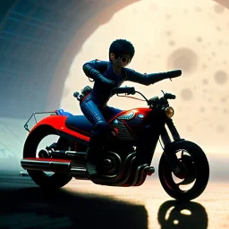 fullbody Drawing of 'kaneda's bike from sci-fi movie akira',intricate detail,andrea bonelli,Kilian Eng,Ohrai,evan lee,Aleksandr Sidelnikov,three quarters frontal aerial view,toned colors,16k