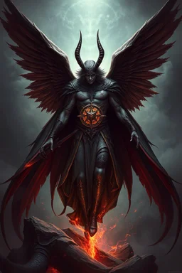 Samael the fallen angel, the angel of death, the avenger of sins and the seducer, warrior, demon prince, the bringer of light, who bears the Seal of Darkness, high realistic, detailed, dark fantasy,