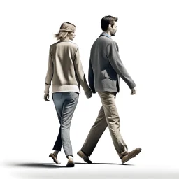 man and woman walking
