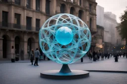 статуя на улице, Шар как атом/молекула: Сделать поверхность шара похожей на модель атома или молекулы, используя геометрические формы, светящиеся элементы или проекцию. . Для этого можно использовать различные геометрические формы, такие как круги, треугольники, шестиугольники и т. д., чтобы создать абстрактное изображение структуры атома или молекулы. Кроме того, возможно использование светящихся элементов, чтобы придать статуе особую магическую атмосферу и привлечь внимание прохожих ночью.