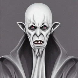 Nosferatu with tentacle beard grey skin and vampire fangs as a Russian Orthodox