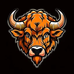 American Bison head at an angle, sports logo illustration style