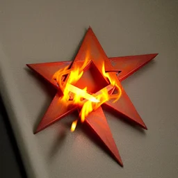 star of david with a flame in the middle of the star
