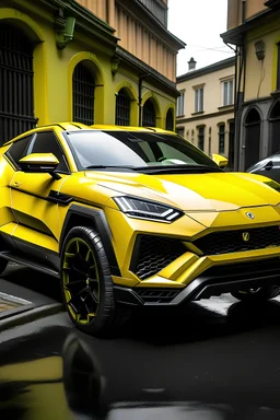 a lamborghini urus black and yellow