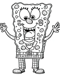 Generate a colouring pages of the SpongeBob along with some pencil sketch marks with white background