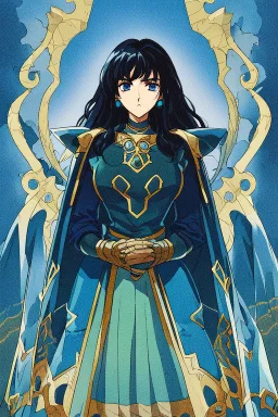 Motoko Kusanagi, clad in medieval stell plate armour, alone, blue eyes, perfect, beautiful, black hair, in the style of 90-s anime, androgynous, melancholic, moody