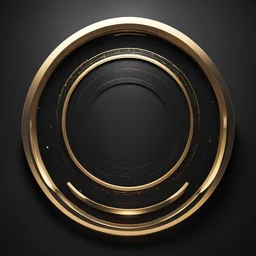 create me a thin round laurel golden rim. but futuristic space technology and electronics. background should be full black. no face should be visible. its just the rim. the middle should be empty.