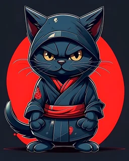 edit design Ninja cat with japanes clothing