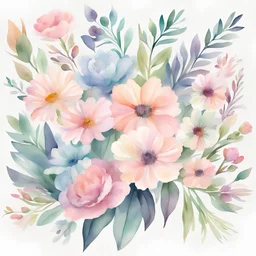 Watercolor Pastle Flower bouquet clipart pack, Commercial use |PNG File | Instant download | Scrapbooking | Art & craft project Active