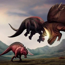 Tyrannosaurus chasing Triceratops