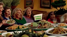 overeaters anonymous support group are interrupted by olive garden food advertisements