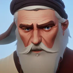An old man with a long beard old Arabic and white Turkish turban feature ray tracing 4k realistic