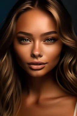 frontal beautiful caucasian woman, face mix from Gabbie Carter, Jasmine Sanders with very soft and smooth edges, young version about 25 years old softer younger cheeks, southern exotic and also caucasian