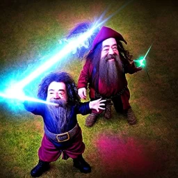 photo, Dwarf wizard shoots lasers at kids