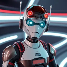 a retro-futuristic android, space age, dystopia, stylised, digital art, 3d render