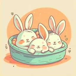 little bunnies sleeping cartoon