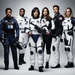 the criminal minds FBI team, in spacesuit