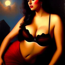 portrait of beautiful busty Clara De Noche painting by Brom, oil on canvas, cinematic composition, extreme detail,fit full head inside picture