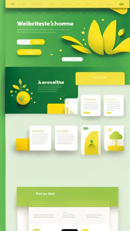 simple art style that show webiste's home page use bright green and yellow