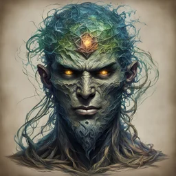 dnd, portrait of elemental created from strings of time