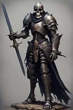 dark age armored skeleton knight with sword