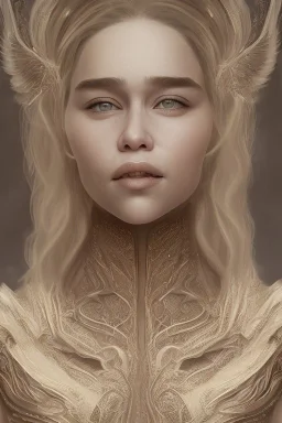 Perfect Emilia clarke face, wearing viking, fullbody, intricate, highly detailed face, highly realistic, fog, fire, particles