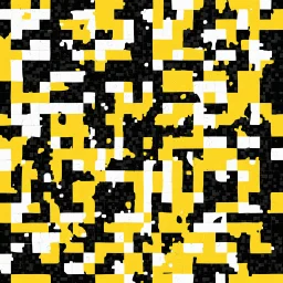 emoji styled in crossword puzzle pattern, black background, minimalist, yellow-black-white tri-color, splash art