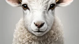 A lamb with 12 horns and 12 eyes. Symmetrical face, 12 horns stemming from head, ultra realistic, detailed