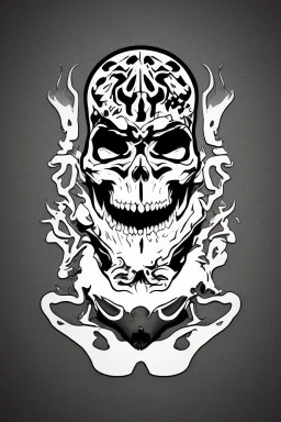 Extremely simple, fun and monochrome logo representing the face only of the grim reaper. Black on white background