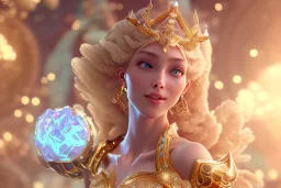 very beautiful crystal and gold goddess in a galactic ambiance, nice smiling, transparent petals, delicate colors, full of details, smooth, bright sunshine，soft light atmosphere, light effect，vaporwave colorful, concept art, smooth, extremely sharp detail, finely tuned detail, ultra high definition, 8 k, unreal engine 5, ultra sharp focus