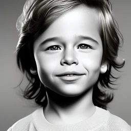 Brad Pitt toddler, smile, full body, hyper realistic