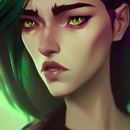 Beautiful girl with green eyes, colorful hair, fantasy, hyper realistic.sharp, artstation,