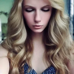 24 years old, Aquarius women named Kathryn Elizabeth Bernath - light brown-blonde hair, long wavy hair, sparkling blue eyes, almond eyes, intense gaze, medium warm skin tone, defined cheek bones, full eyebrows, tall, slender, feminine. Unique, Smart, Wise, sexy, seductive, artistic, psychic, one of a kind, goddess,