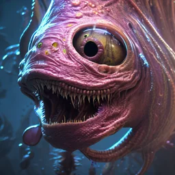 fluid ink angler fish creature, unreal engine 5, 8k resolution, photorealistic, ultra detailed