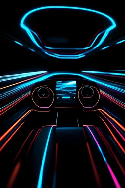 neon futuristic car dashboard light trail