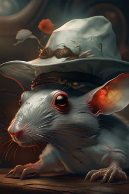 Bosch nightmares paint inf style Title: " a rat face wearing a cowboy hat all white insanely detailed octane render trending on artstation, 8k artistic photography, photorealistic concept art, soft natural volumetric cinematic perfect light, chiaroscuro, award-winning photograph, masterpiece, oil on canvas, Raphael, Caravaggio, Greg Rutkowski, people, beksinski, Giger