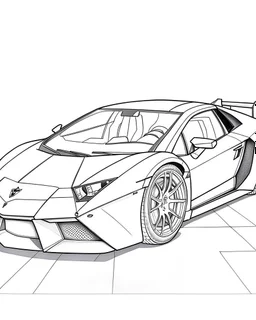 lamborigini car drawn without color for coloring