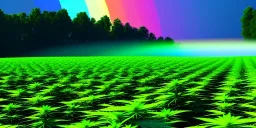 detailed, realistic, colorful, epic, ray tracing, colorful, rainbow, cinematic, 8k, HD, Ultra High Definition, photo film, film grain, high quality marijuana plant field