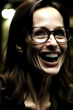 Angelina Jolie glasses braces dark laugh